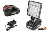 Lampa de lucru LED portabilă 48W cu acumulator Li-Ion 48V – Proiector reglabil 90°, iluminare puternică, autonomie mare PromotiiZilnice