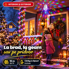 Instalație LED de Crăciun cu Clopoțel Luminos pentru Vârful Bradului, 10 m, Glob de Cristal, Telecomandă, 8 Moduri de Iluminare, Multicolor Powersale