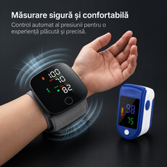 Pachet Monitorizare Sanatate 2 in 1 – Tensiometru Digital de Incheietura + Pulsoximetru OLED Cadou PromotiiZilnice