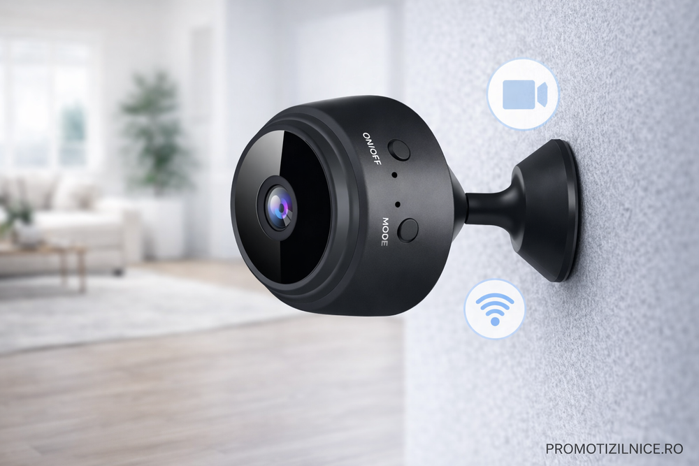 Set 2 Camere de Supraveghere WiFi HD 1080P cu Detectie Miscare – Monitorizare Interior, Control prin Telefon PromotiiZilnice