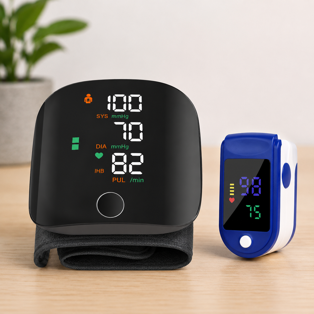 Pachet Monitorizare Sanatate 2 in 1 – Tensiometru Digital de Incheietura + Pulsoximetru OLED Cadou PromotiiZilnice