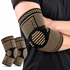 Set 2 Cotiere Compresive cu Inserție de Cupru, Suport Elastic pentru Cot, Sport și Activități Zilnice, Negru PromotiiZilnice