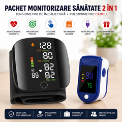 Pachet Monitorizare Sanatate 2 in 1 – Tensiometru Digital de Incheietura + Pulsoximetru OLED Cadou PromotiiZilnice