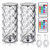 Set 2 Lămpi LED Ambientale RGB, Tip Cristal, cu Telecomandă, Control Tactil, Reîncărcabile USB, Efecte Luminoase PromotiiZilnice
