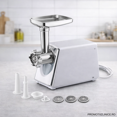 Mașină de tocat carne electrică Visuron 3000 W – 120 kg/oră, 3 site inox, funcție Reverse, componente detașabile PromotiiZilnice