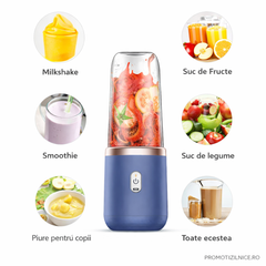 Mini Storcator de Suc Portabil 400 ml pentru Smoothie-uri, Fructe si Legume Powersale