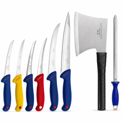 Set Profesional Macelarie 8 Piese Premium, Cutite Inox + Satar + Masat, Manere Ergonomice, Ideal Uz Profesional si Casnic PromotiiZilnice