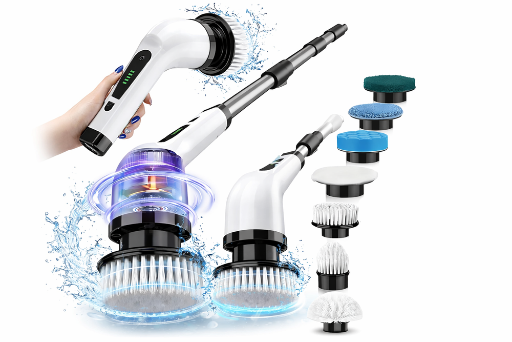 Perie Electrica Rotativa 9 in 1 cu 9 Capete, 2 Viteze, Maner Reglabil, Autonomie Mare, LED PromotiiZilnice