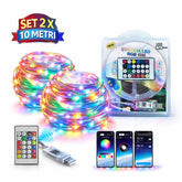 Set 2 Instalatii LED RGB 10m, Multicolor, Aplicatie Telefon, Intensitate Reglabila PromotiiZilnice