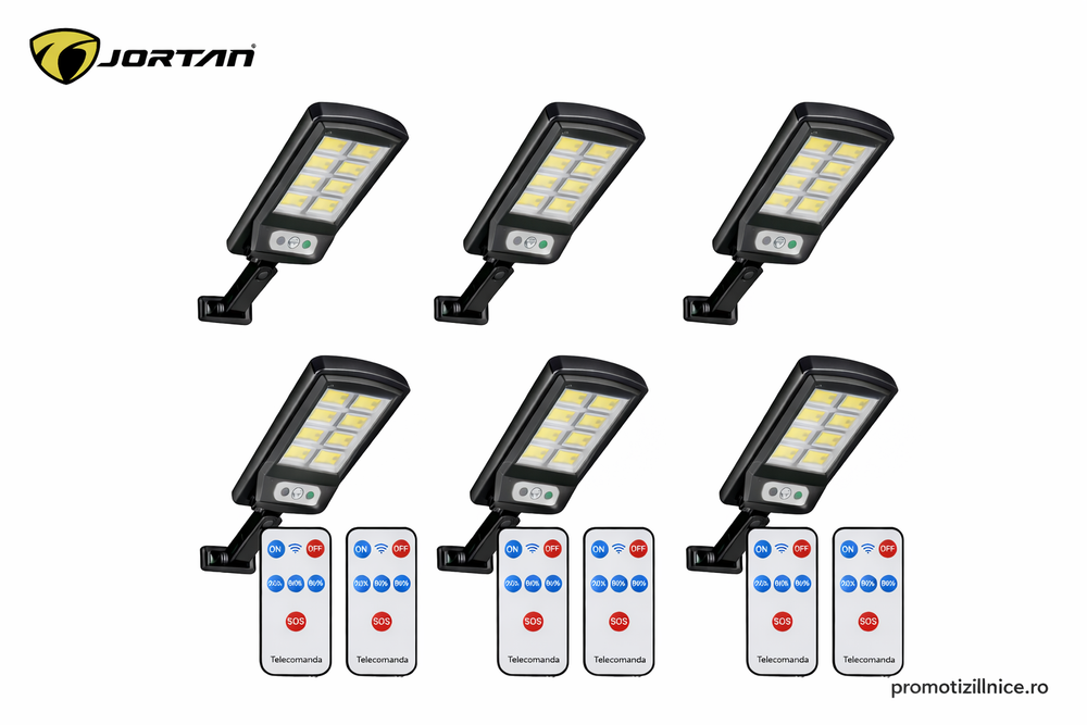 Set 6 Lămpi Solare LED 150W cu Telecomandă, 160 LED COB, Senzor de Mișcare, IP67 Rezistente la Apă – Iluminat Exterior Curte, Grădină, Alee PromotiiZilnice