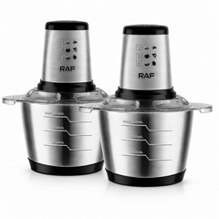 Set 2x Tocator Electric RAF R.7031, 1000W, Bol Inox 3L, 2 Viteze, 4 Lame din Otel Inoxidabil – Tocare Rapida Carne, Legume, Fructe Powersale