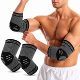 Set 2 Cotiere Compresive cu Inserție de Cupru, Suport Elastic pentru Cot, Sport și Activități Zilnice, Negru Powersale
