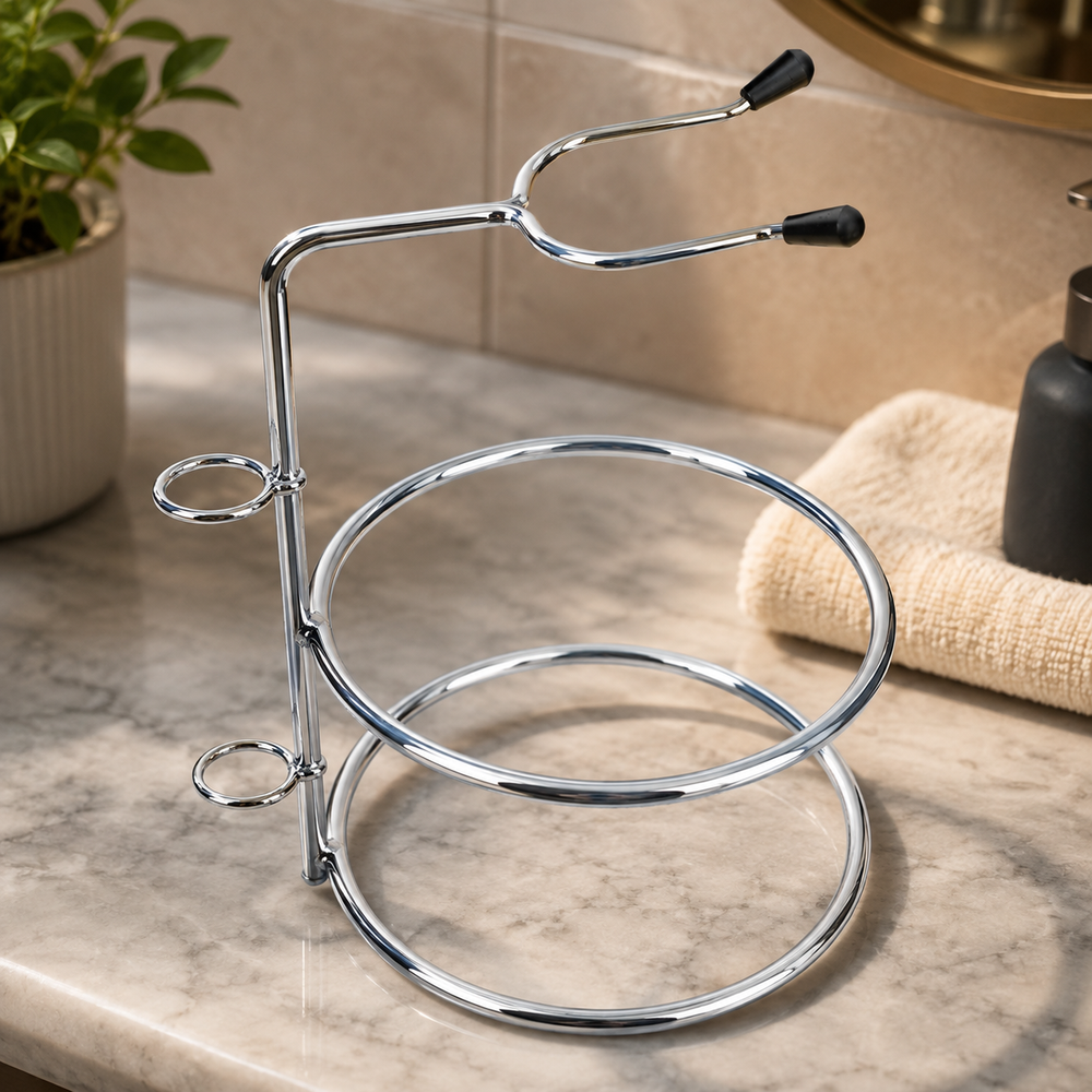 Set Bărbierit cu Perie, Suport Inox și Bol pentru Spumă – 4 Piese Powersale