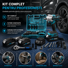 Trusa Masina de Impact si Insurubat 550Nm cu 2 Acumulatori 68V 5Ah, Motor Brushless, 43 Accesorii si Valiza Transport PromotiiZilnice