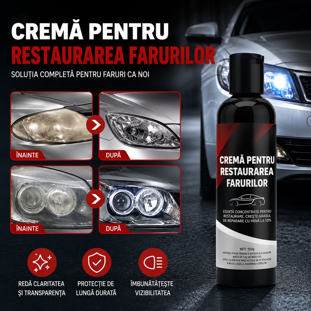 Set 2 x Pasta Polish pentru Restaurarea Farurilor Auto, 120 ml fiecare eShopix