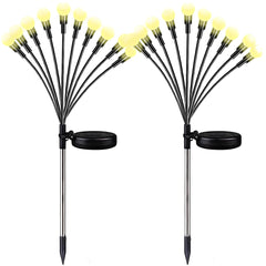 Set 2 Lampi Solare Licurici pentru Gradina, 8 LED-uri, 70 cm, Lumina Alb Cald, IP65, ABS - PromotiiZilnice