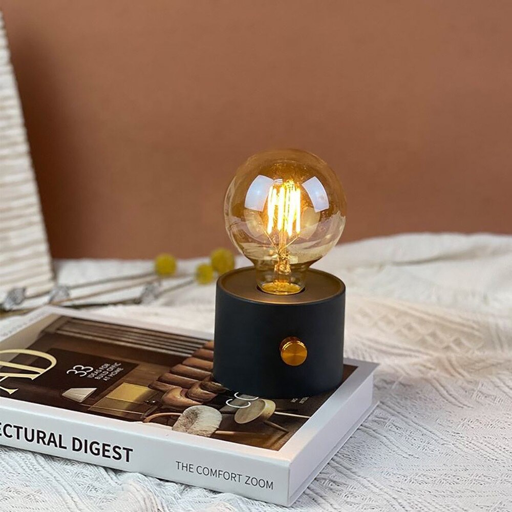 Mini Veioza decorativa, Bec Retro Lumina Calda, Intensitate reglabila, Alimentare 3 x Baterii tip AA (neincluse) PromotiiZilnice