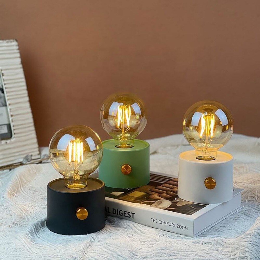 Mini Veioza decorativa, Bec Retro Lumina Calda, Intensitate reglabila, Alimentare 3 x Baterii tip AA (neincluse) PromotiiZilnice