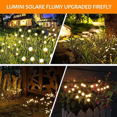 Set 2 Lampi Solare Licurici pentru Gradina, 8 LED-uri, 70 cm, Lumina Alb Cald, IP65, ABS - PromotiiZilnice