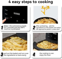 Friteuza cu aer cald, Air Fryer, 2400W, capacitate 6L ,afisaj digital, LCD Touch control - PromotiiZilnice