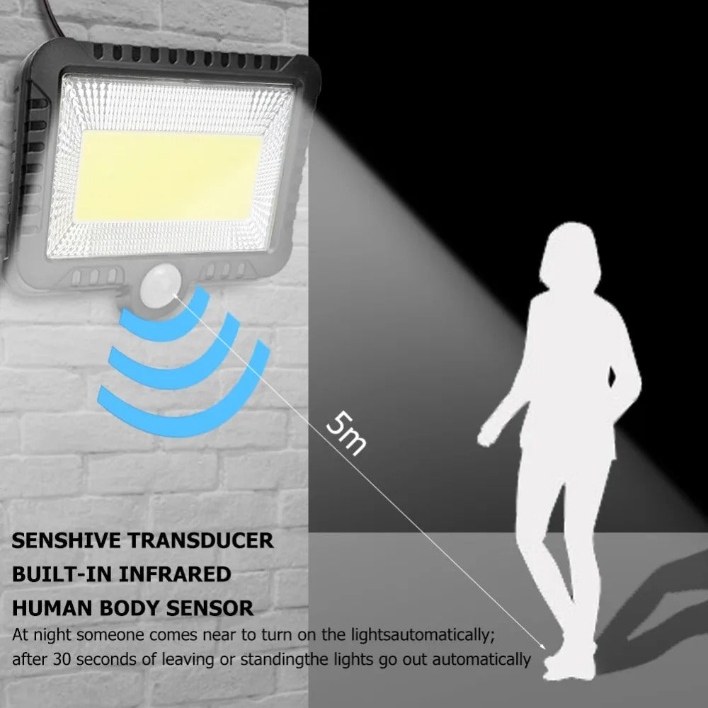 Lampa Solara 100W, 100 LED COB, IP65, Senzor de Miscare - PromotiiZilnice