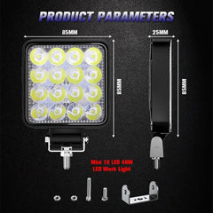 Set 8 proiectoare 16 LED 48W auto OFF-ROAD, IP 67 - PromotiiZilnice