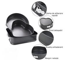 Set Forme Tort 3 Bucati, Inima, Rotund, Patrat, Calitate Superioara PromotiiZilnice