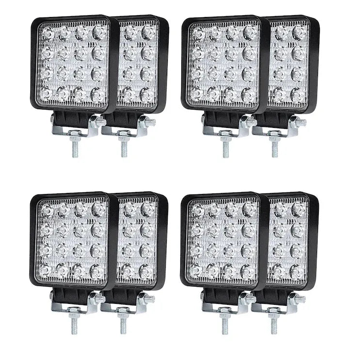 Set 8 proiectoare 16 LED 48W auto OFF-ROAD, IP 67 - PromotiiZilnice