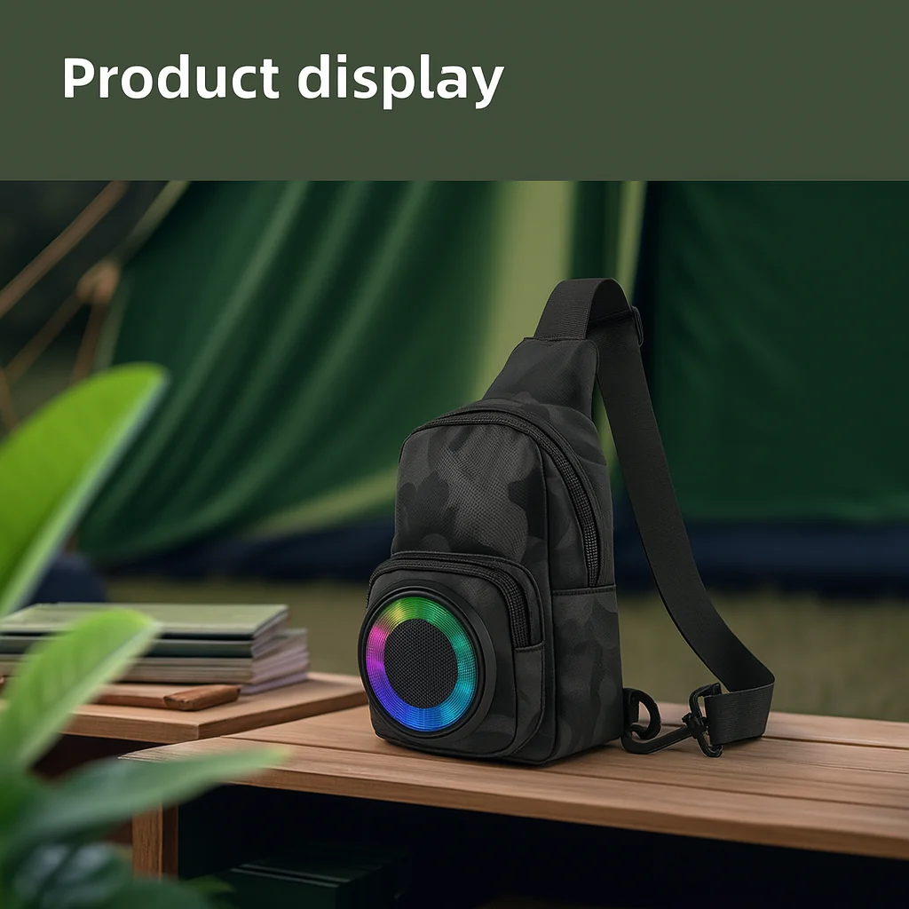 Boxă portabilă tip rucsac, Bluetooth 5.0, lumini RGB, FM, TWS, power bank - PromotiiZilnice