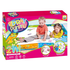 Covoras creativ pentru copii – desen cu apa, inclus carioci si spray, 80x80 cm - PromotiiZilnice