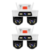 Set 2 Camere WiFi Exterior 9MP 6K cu 3 Lentile si Cap PTZ 355°, Viziune Nocturna Color si Audio Bidirectional, IP66 - PromotiiZilnice