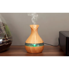 Set 2 Bucati – Umidificator Ultrasunete cu LED, Eliberare Parfum si Purificator Aer, Lemn + 12 sticlute ulei aromaterapie PromotiiZilnice