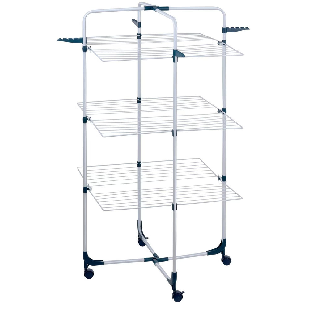 Uscator rufe 3 nivele, pliabil, suport umerase, capacitate 30 kg, Inox - PromotiiZilnice