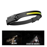 Lanterna de cap banda led cu acumulator, Unghi Larg de Iluminare, Led Puternic si Senzor Miscare PromotiiZilnice