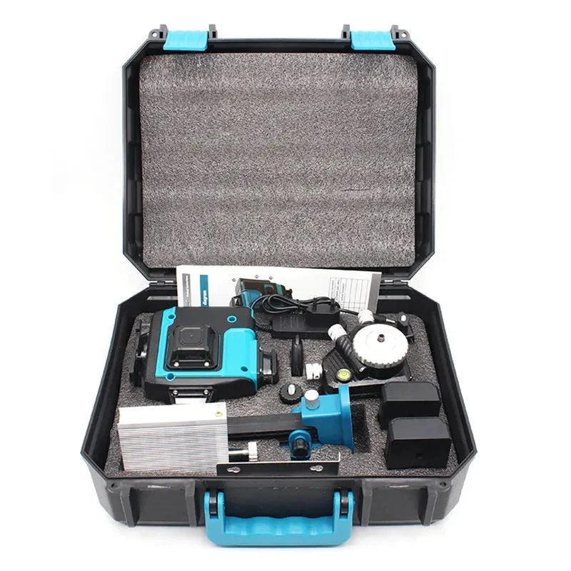 Nivela Laser 4D, Cu Autonivelare, 16 Linii, 4x360º, IP-54, 25m, Precizie Milimetrica, Lumina Verde, Platforma De Ridicare, Suport Pentru Perete, Trepied, Telecomanda MagDiscount.ro