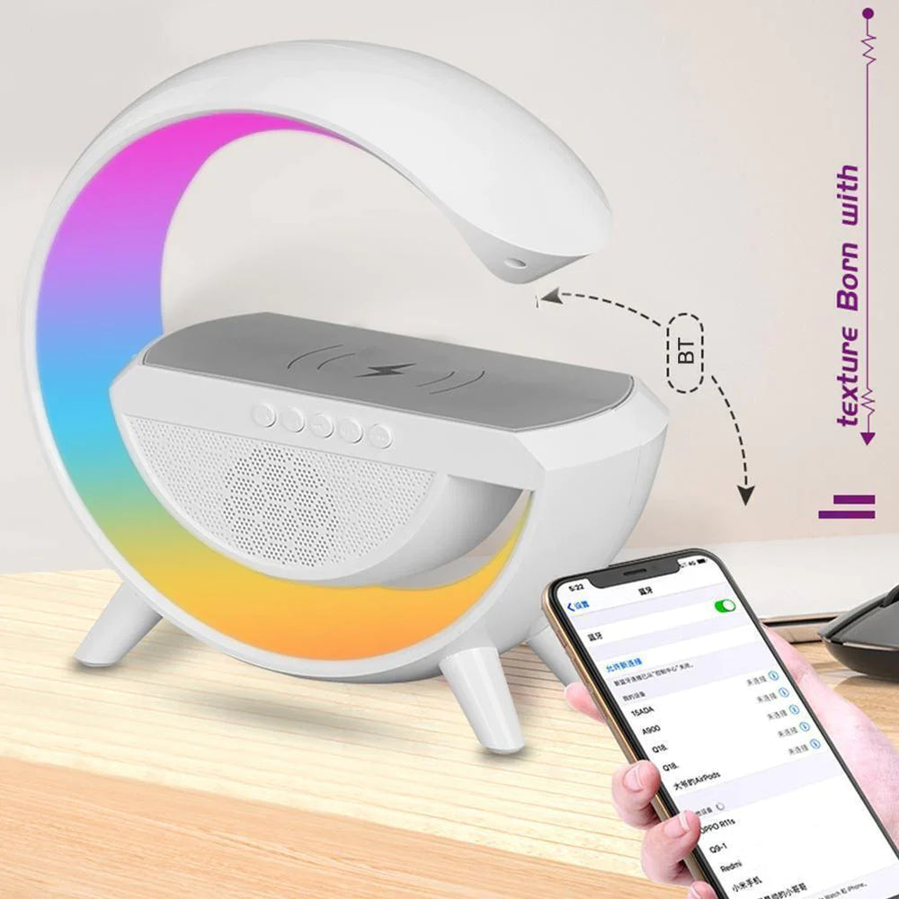Statie incarcare wireless 3 in 1 cu lampa RGB si boxa bluetooth PromotiiZilnice