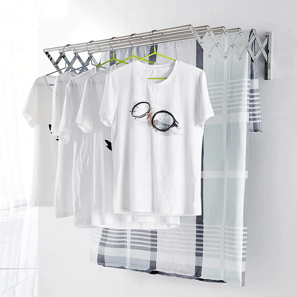 Uscator rufe din aluminiu, retractabil, cu prindere in perete 70cm - PromotiiZilnice