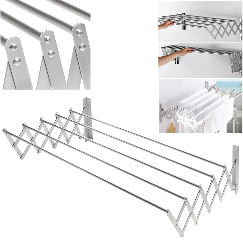 Uscator rufe din aluminiu, retractabil, cu prindere in perete 70cm PromotiiZilnice