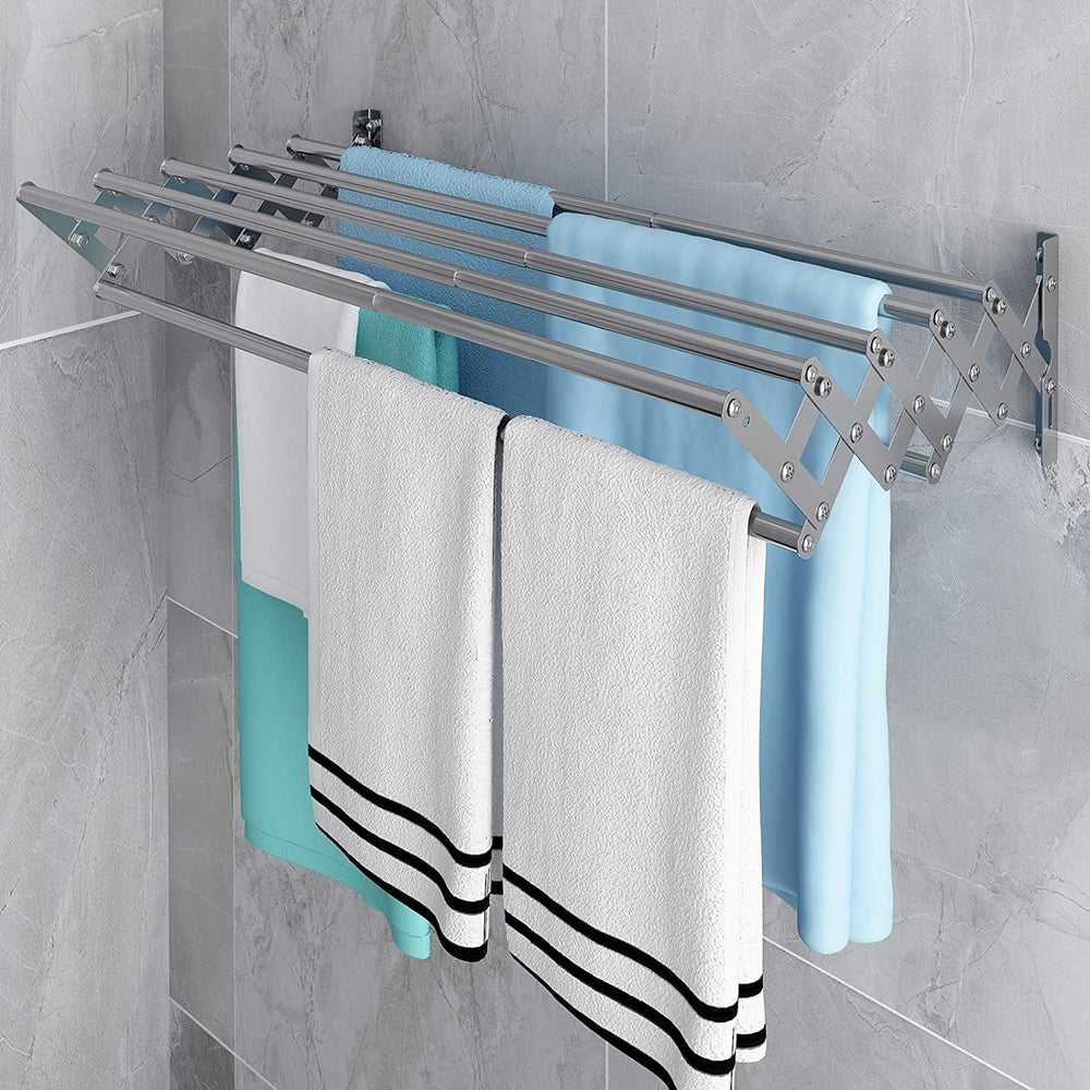 Uscator rufe din aluminiu, retractabil, cu prindere in perete 70cm PromotiiZilnice