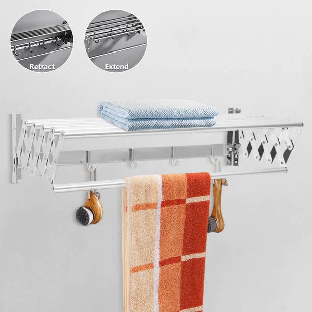 Uscator rufe din aluminiu, retractabil, cu prindere in perete 70cm PromotiiZilnice