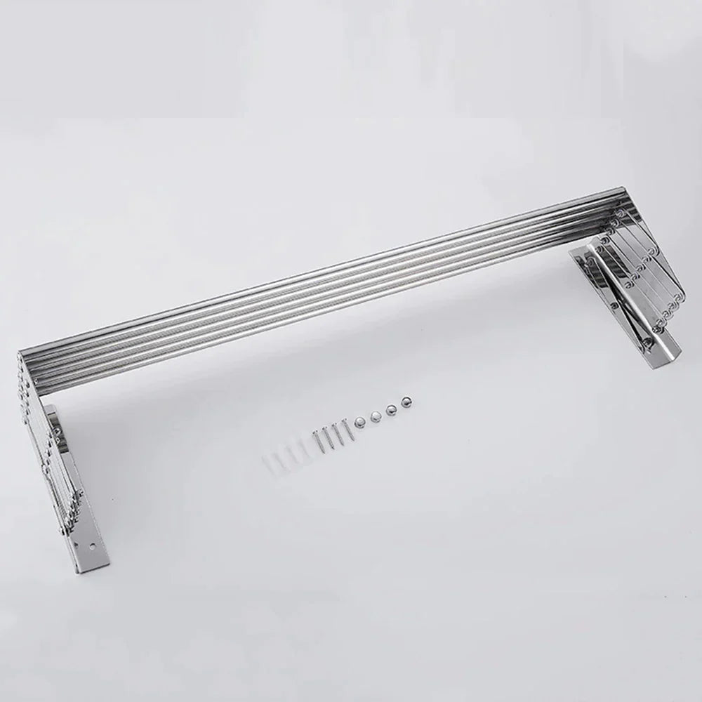 Uscator rufe din aluminiu, retractabil, cu prindere in perete 70cm - PromotiiZilnice