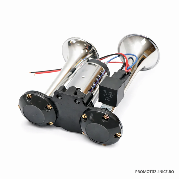Claxon Auto 12V cu Compresor Energy Premium, 2 Goarne Cromate, Sistem Dublu Sunet Puternic, Montaj Universal PromotiiZilnice