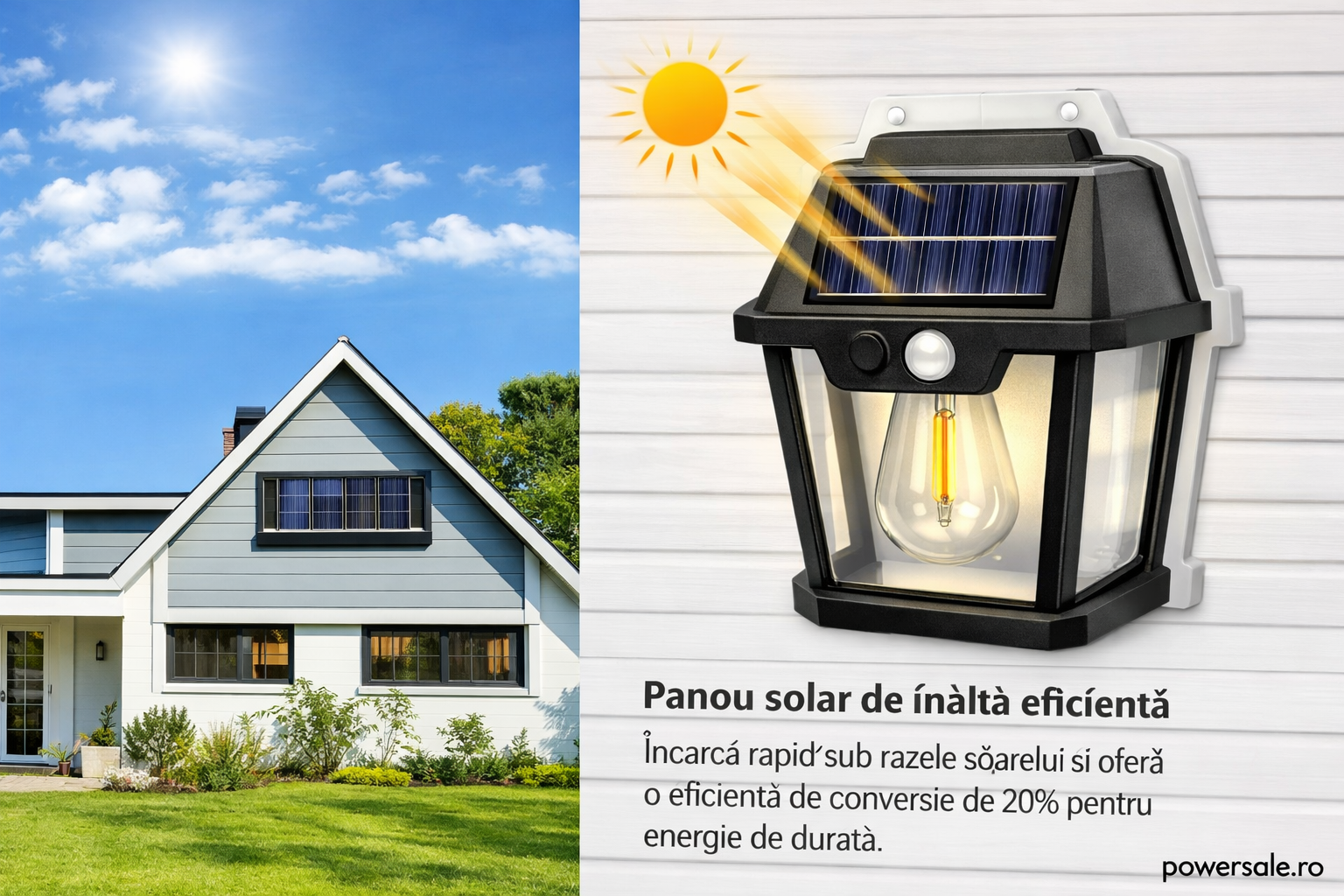 Set 8 Bucăți Lampă Solară de Perete Exterior cu Senzor de Mișcare și Senzor Crepuscular, 3 Moduri Iluminare Powersale