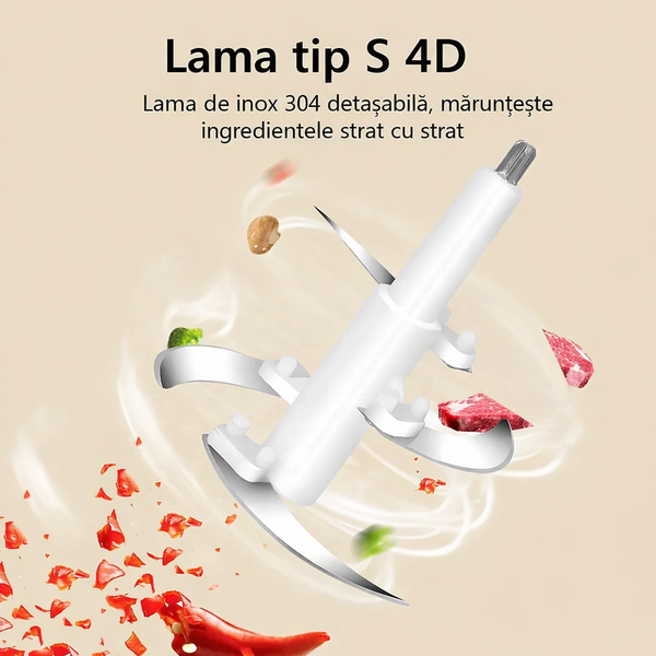 Set 2 Tocator electric carne și legume – 4 lame inox, 2 viteze, bol inox capacitate mare PromotiiZilnice