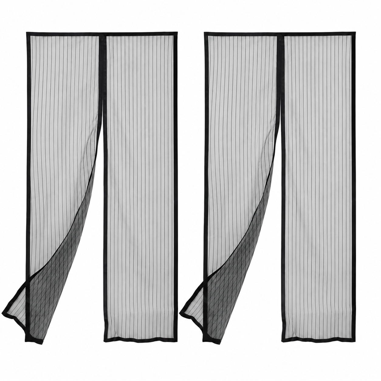 Set 2 Perdele Anti-Insecte pentru Ușă 210 x 100 cm, Închidere Automată , Montaj Rapid, Plasă Fină împotriva Insectelor, Negru PromotiiZilnice