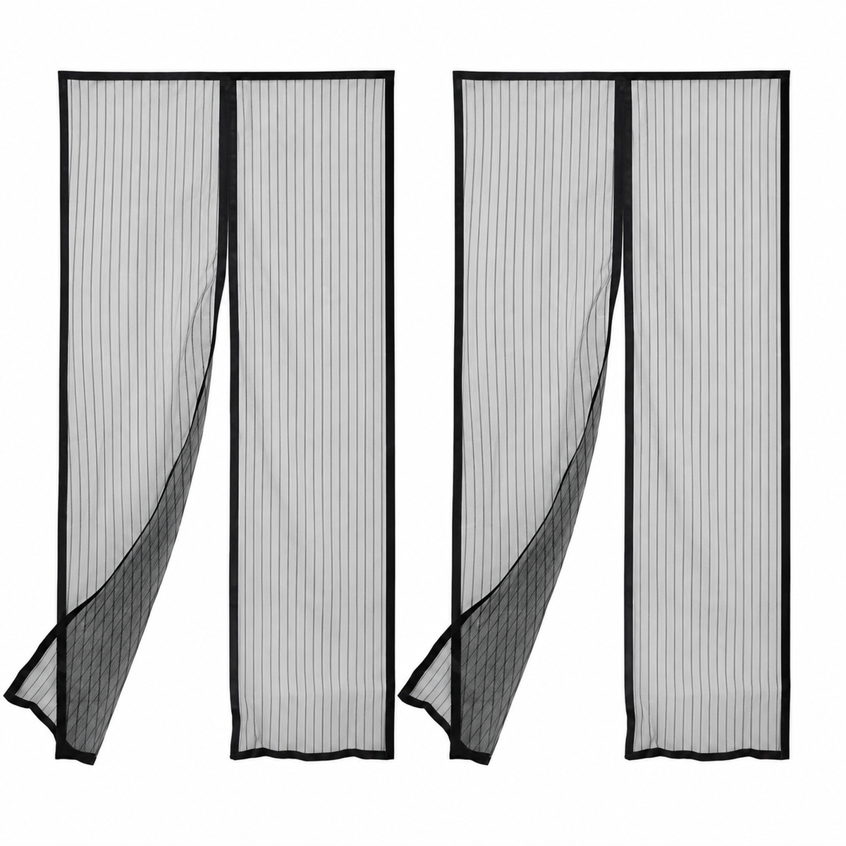 Set 2 Perdele Anti-Insecte pentru Ușă 210 x 100 cm, Închidere Automată , Montaj Rapid, Plasă Fină împotriva Insectelor, Negru PromotiiZilnice