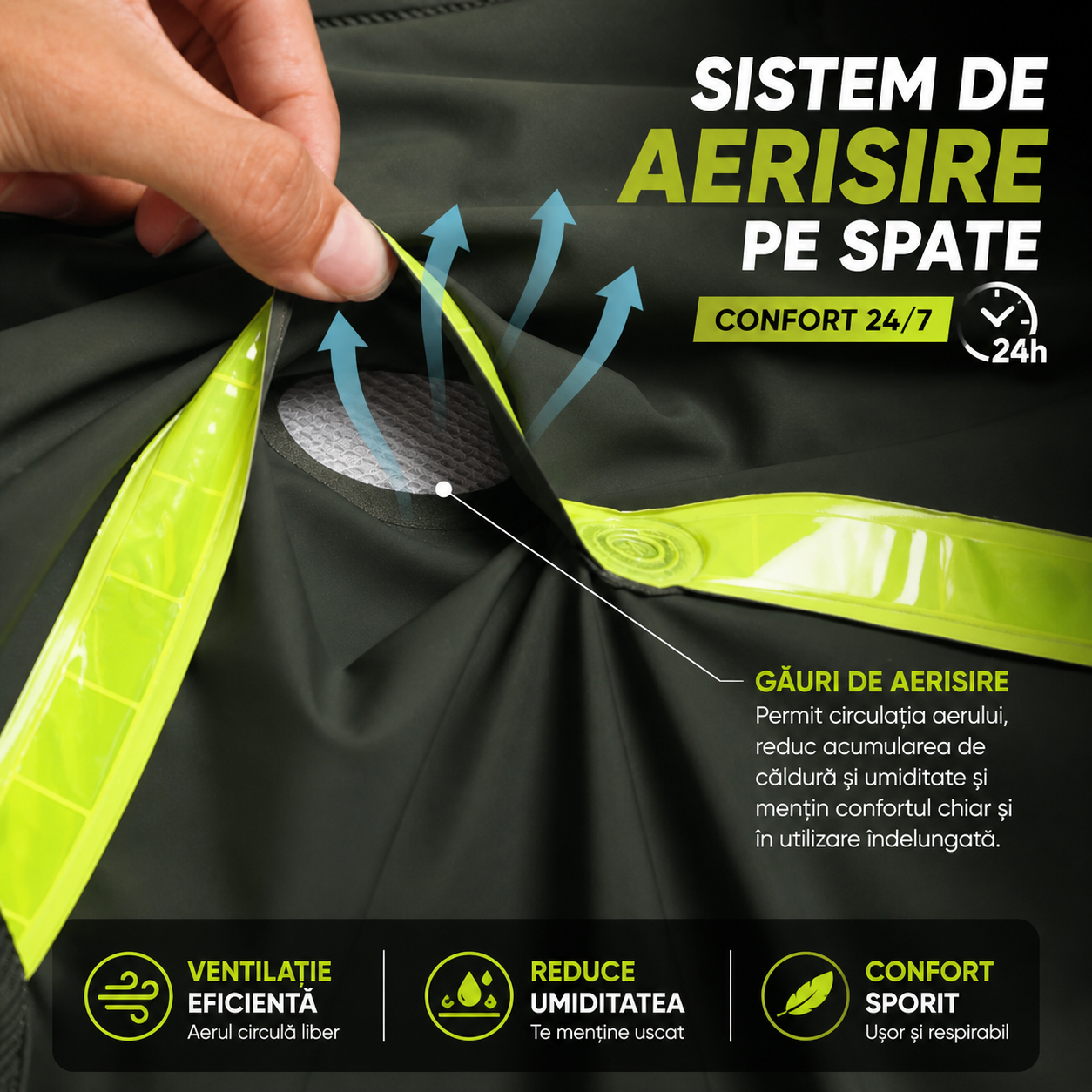 Costum Impermeabil Ploaie Profesional, Set Geaca si Pantaloni, Cu Gluga, Respirabil, Reflectorizant, Protectie Completa Exterior-Marime Universala- Powersale