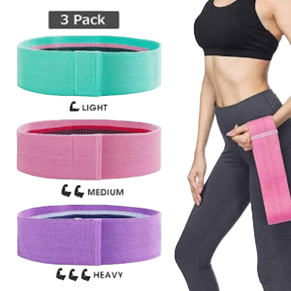 Set 3 benzi elastice din material, 3 niveluri de rezistenta, saculet inclus - PromotiiZilnice