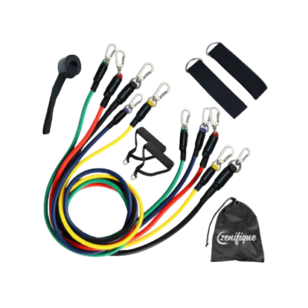 Sistem de antrenament fitness cu corzi extensibile, prinderi multiple, 11 piese - PromotiiZilnice