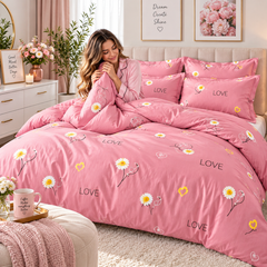 Lenjerie de Pat Finet 4 Piese – Model LOVE Floral Powersale